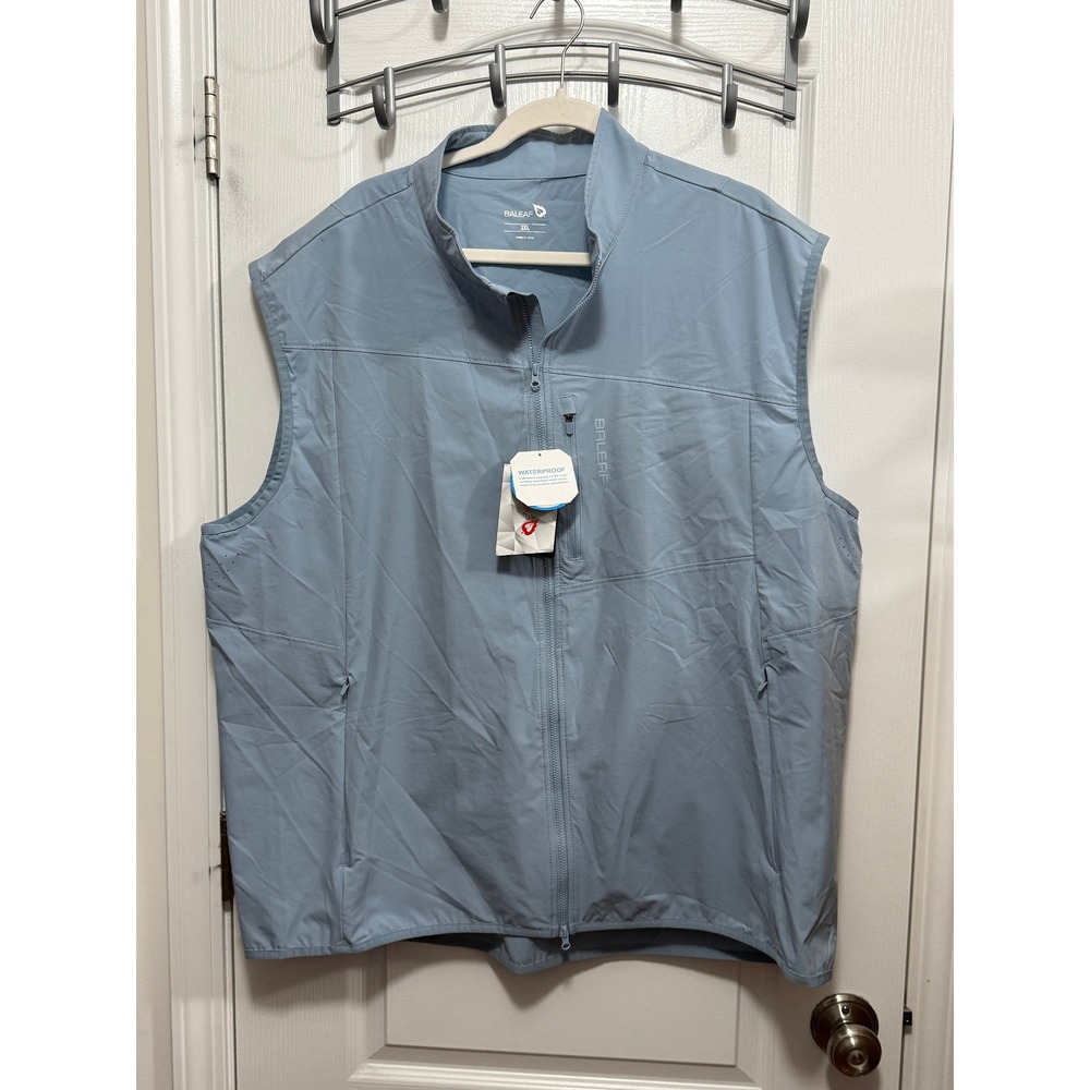 Baleaf Mens 3XL Waterproof Cycling Vest UPF 50+ Light Blue Full Zip Performance
